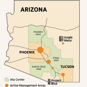 Map of data centers across Arizona.